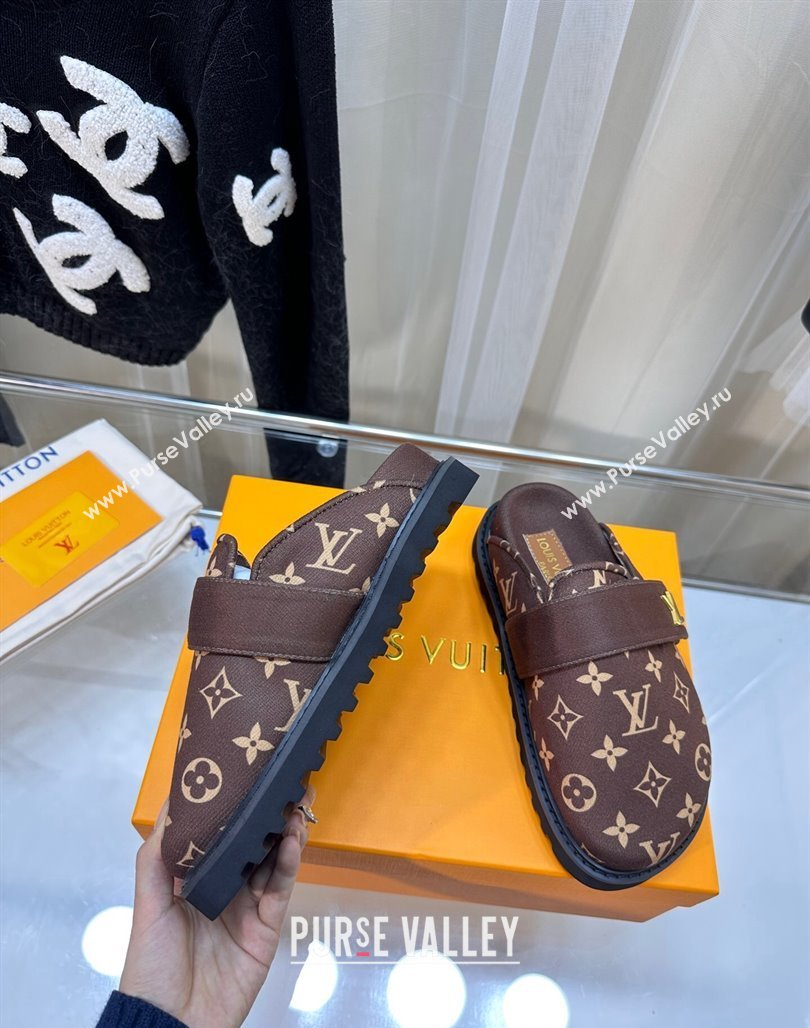 Louis Vuitton LV Cosy Flat Comfort Clog Mules in Monogram Wool Brown 2023 LV11061 (MD-231106068)