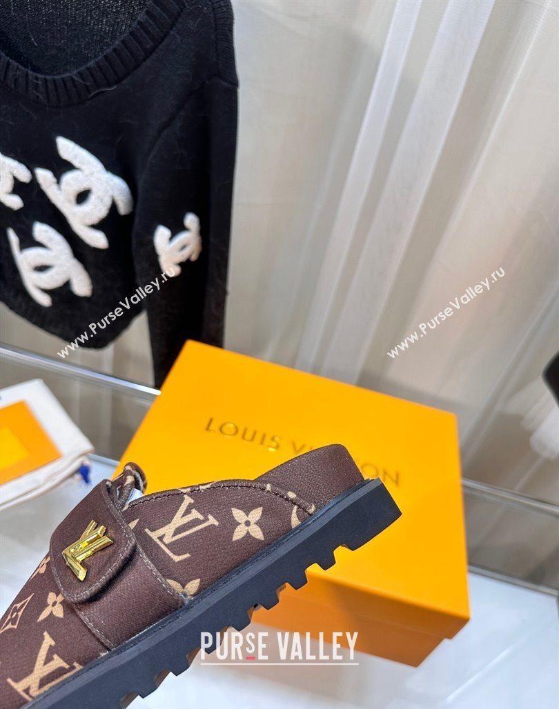 Louis Vuitton LV Cosy Flat Comfort Clog Mules in Monogram Wool Brown 2023 LV11061 (MD-231106068)