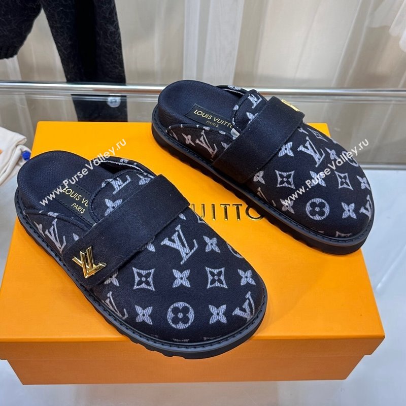 Louis Vuitton LV Cosy Flat Comfort Clog Mules in Monogram Wool Dark Denim Blue 2023 LV11061 (MD-231106069)