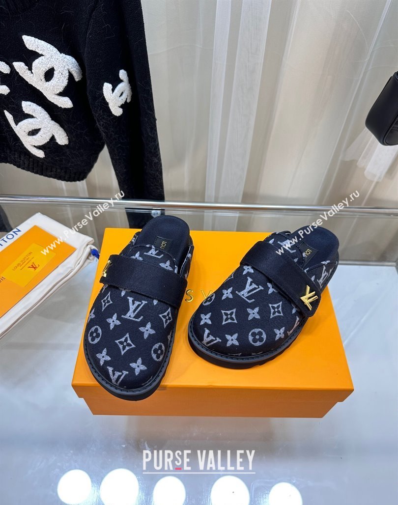 Louis Vuitton LV Cosy Flat Comfort Clog Mules in Monogram Wool Dark Denim Blue 2023 LV11061 (MD-231106069)