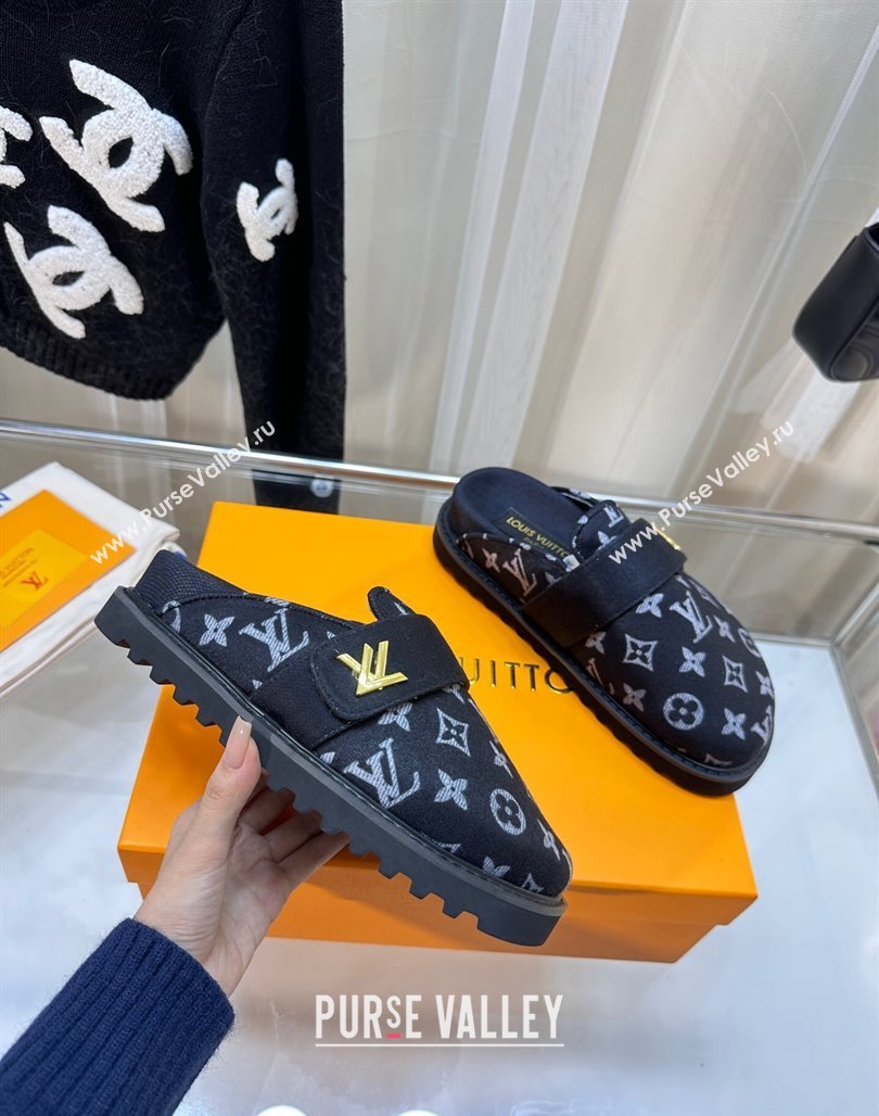 Louis Vuitton LV Cosy Flat Comfort Clog Mules in Monogram Wool Dark Denim Blue 2023 LV11061 (MD-231106069)