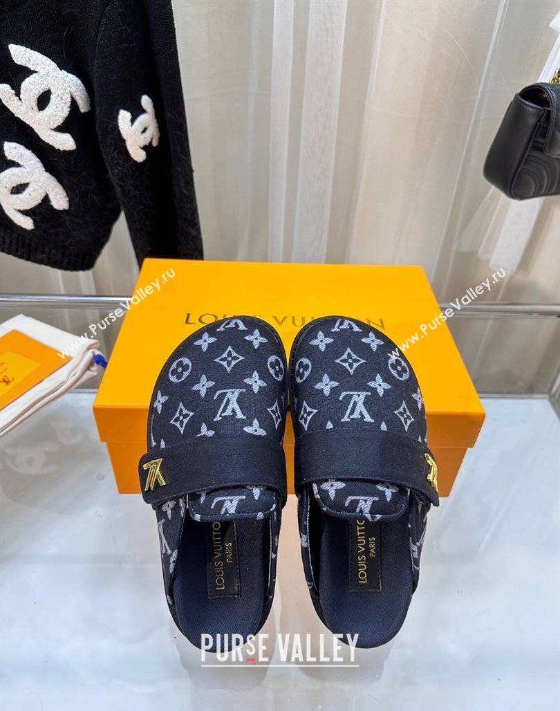 Louis Vuitton LV Cosy Flat Comfort Clog Mules in Monogram Wool Dark Denim Blue 2023 LV11061 (MD-231106069)