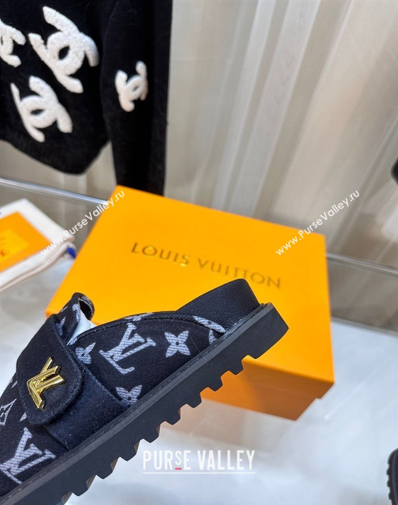 Louis Vuitton LV Cosy Flat Comfort Clog Mules in Monogram Wool Dark Denim Blue 2023 LV11061 (MD-231106069)