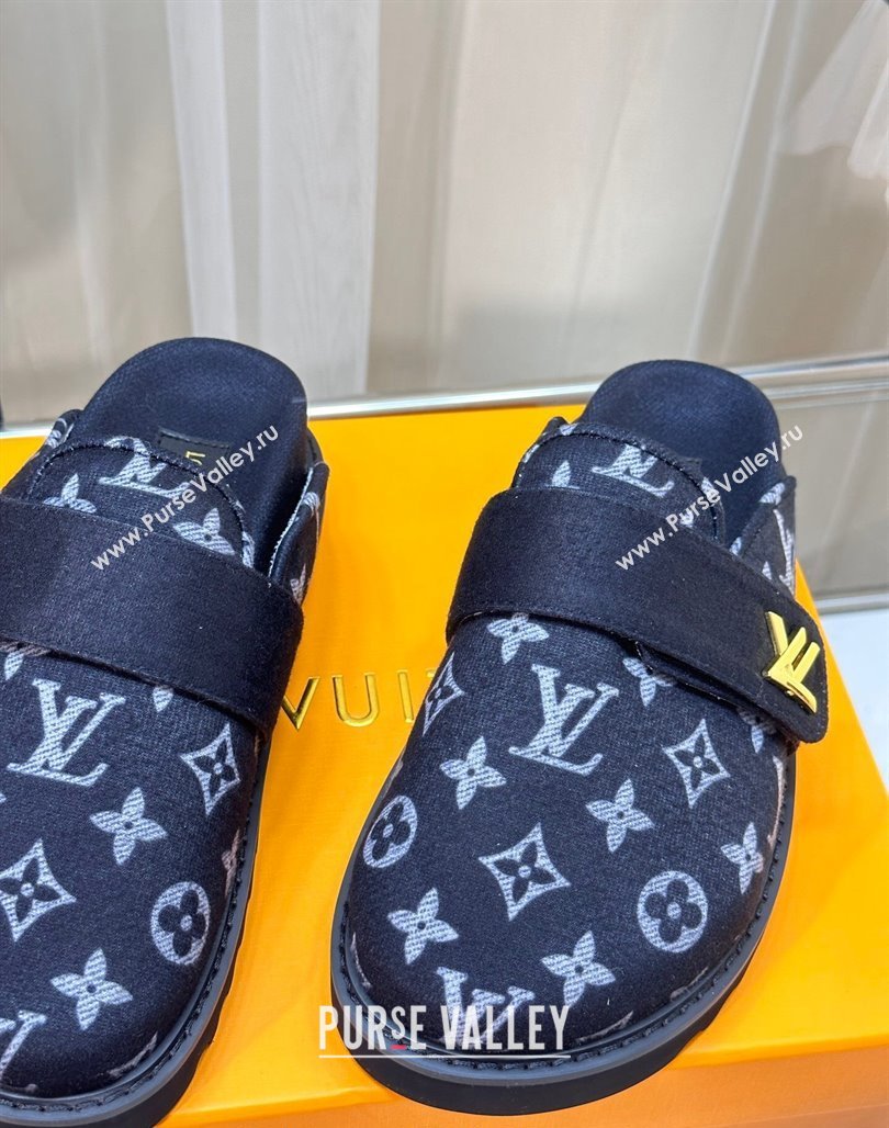 Louis Vuitton LV Cosy Flat Comfort Clog Mules in Monogram Wool Dark Denim Blue 2023 LV11061 (MD-231106069)