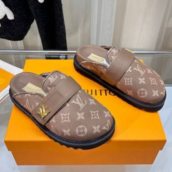 Louis Vuitton LV Cosy Flat Comfort Clog Mules in Monogram Wool Beige 2023 LV11061 (MD-231106070)