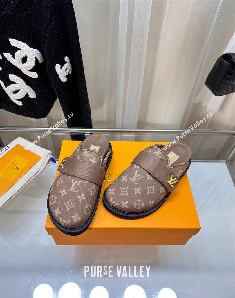 Louis Vuitton LV Cosy Flat Comfort Clog Mules in Monogram Wool Beige 2023 LV11061 (MD-231106070)