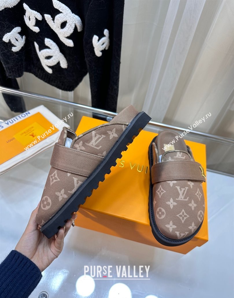 Louis Vuitton LV Cosy Flat Comfort Clog Mules in Monogram Wool Beige 2023 LV11061 (MD-231106070)