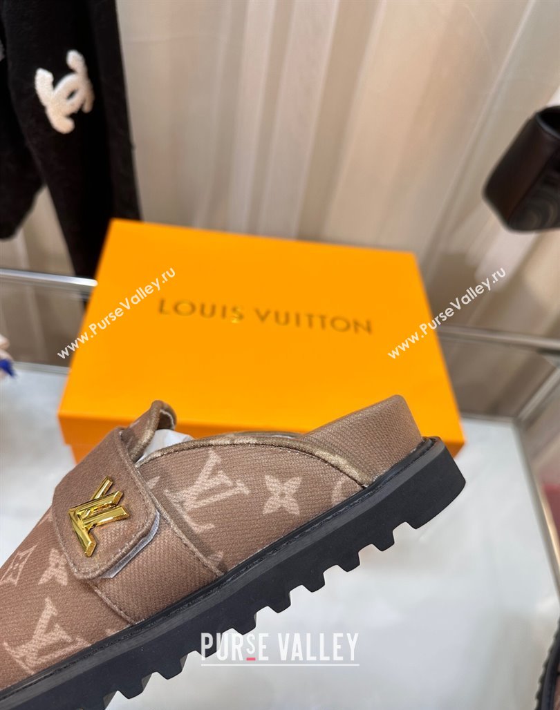 Louis Vuitton LV Cosy Flat Comfort Clog Mules in Monogram Wool Beige 2023 LV11061 (MD-231106070)