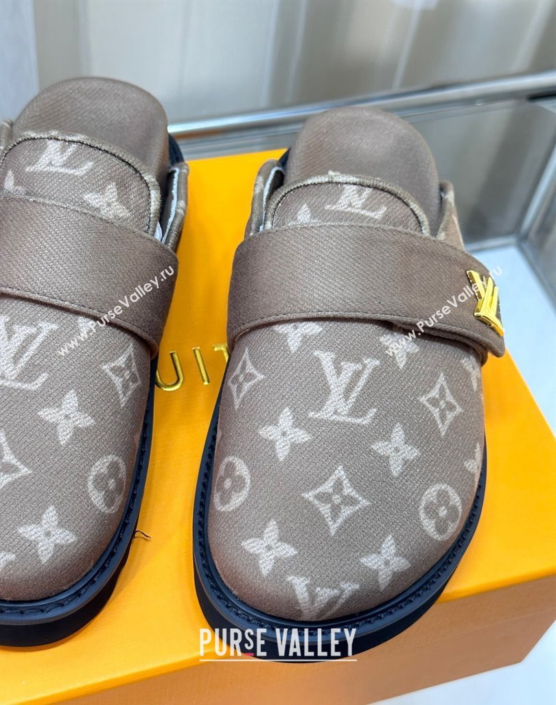 Louis Vuitton LV Cosy Flat Comfort Clog Mules in Monogram Wool Beige 2023 LV11061 (MD-231106070)