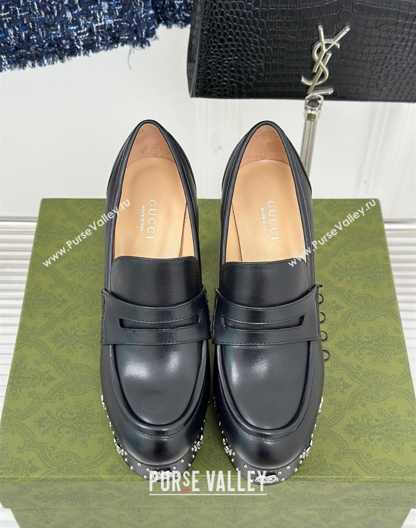 Gucci Leather Platform Pumps 11cm with G Studs Black 2023 GG11062 (MD-231106039)