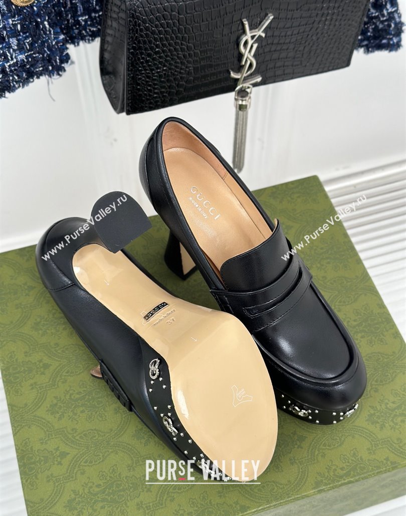 Gucci Leather Platform Pumps 11cm with G Studs Black 2023 GG11062 (MD-231106039)