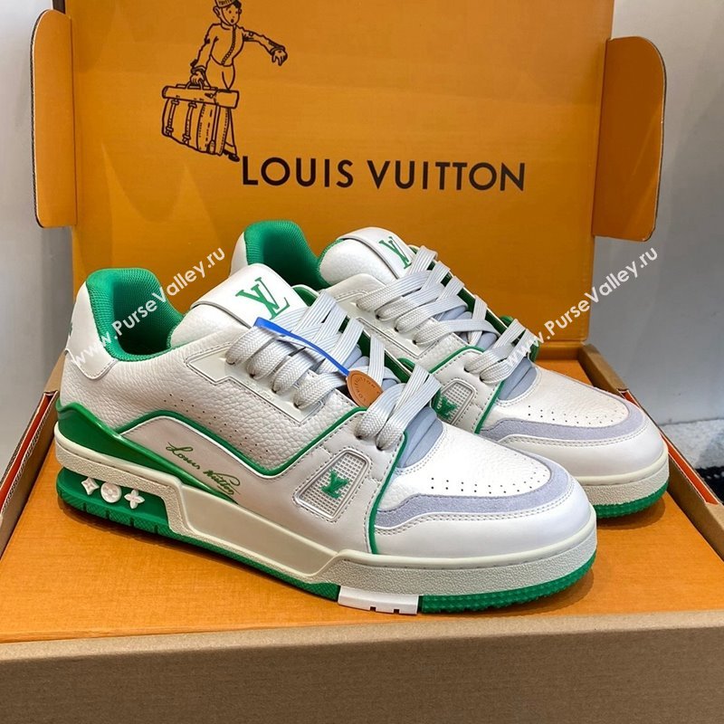 Louis Vuitton LV Trainer Sneakers in Calf Leather White/Green 2023 LV11063 (SS-231106077)