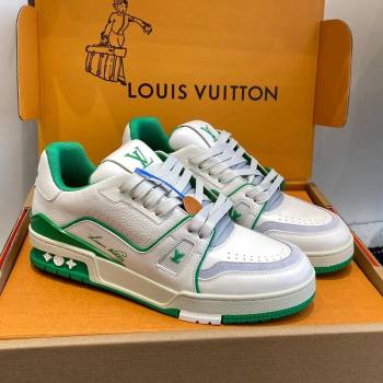 Louis Vuitton LV Trainer Sneakers in Calf Leather White/Green 2023 LV11063 (SS-231106077)