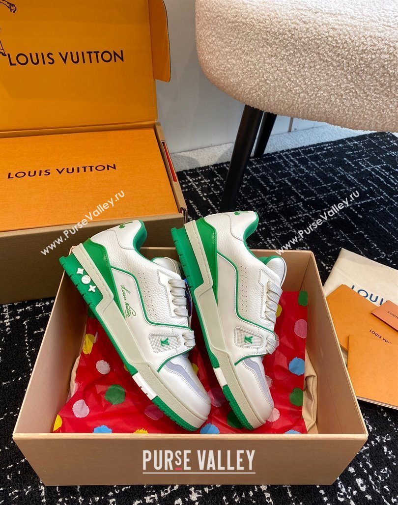 Louis Vuitton LV Trainer Sneakers in Calf Leather White/Green 2023 LV11063 (SS-231106077)