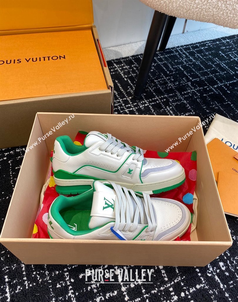 Louis Vuitton LV Trainer Sneakers in Calf Leather White/Green 2023 LV11063 (SS-231106077)