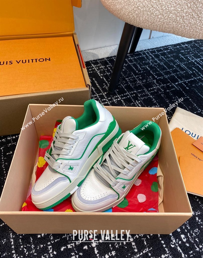 Louis Vuitton LV Trainer Sneakers in Calf Leather White/Green 2023 LV11063 (SS-231106077)