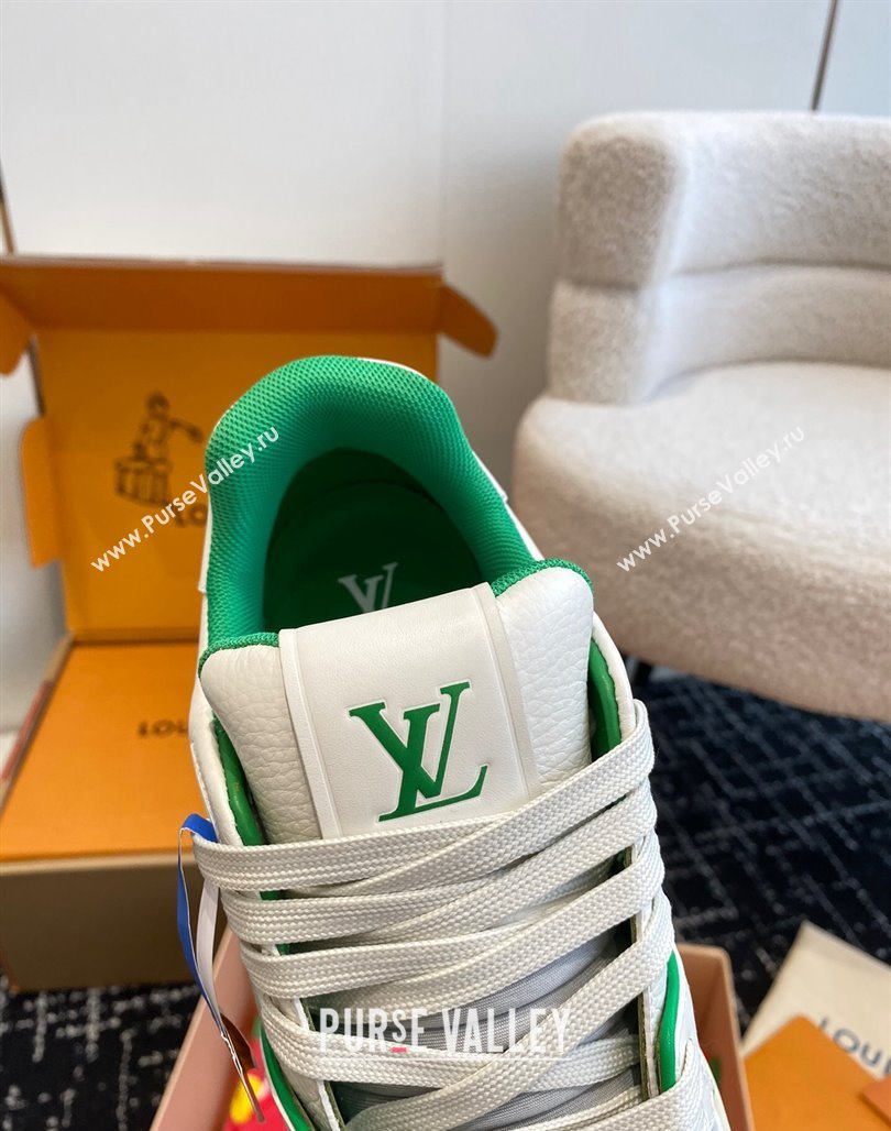 Louis Vuitton LV Trainer Sneakers in Calf Leather White/Green 2023 LV11063 (SS-231106077)