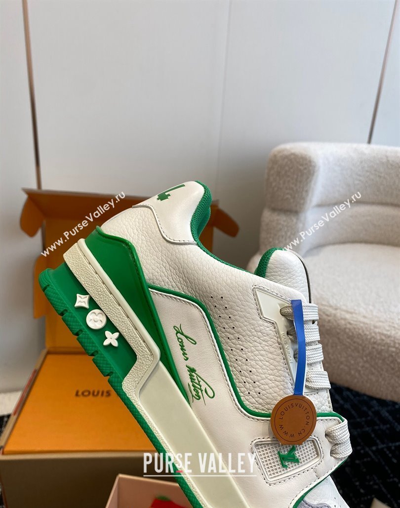 Louis Vuitton LV Trainer Sneakers in Calf Leather White/Green 2023 LV11063 (SS-231106077)