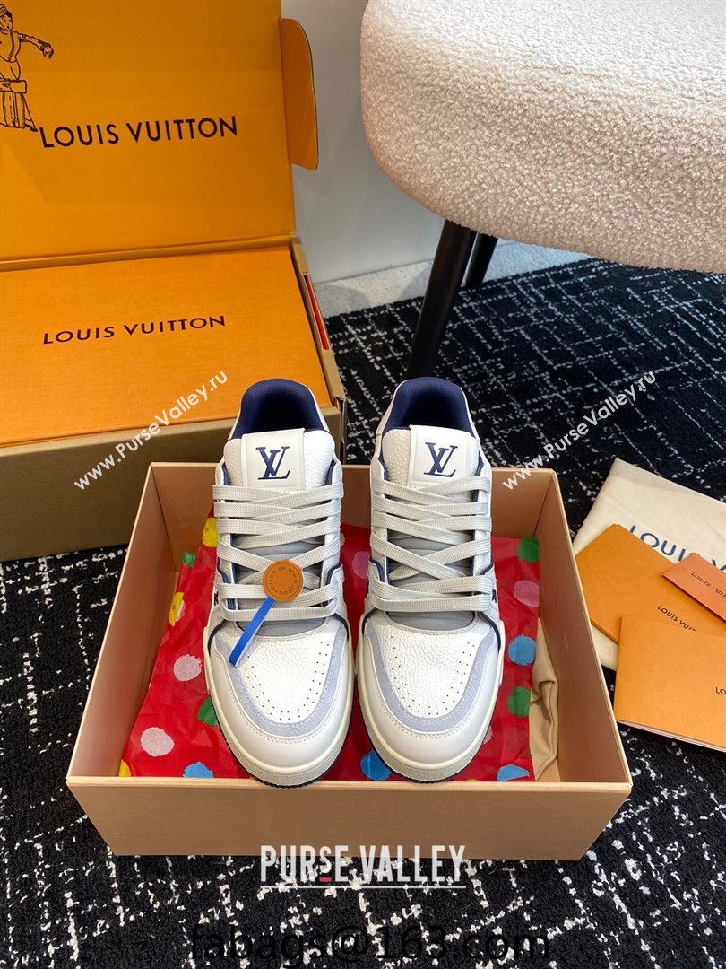 Louis Vuitton LV Trainer Sneakers in Calf Leather White/Blue 2023 LV11063 (SS-231106078)