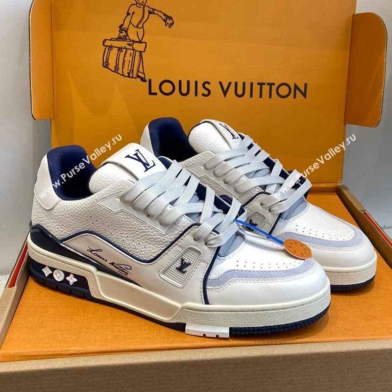 Louis Vuitton LV Trainer Sneakers in Calf Leather White/Blue 2023 LV11063 (SS-231106078)