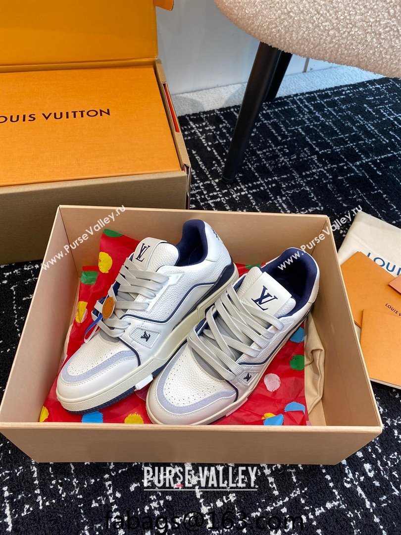 Louis Vuitton LV Trainer Sneakers in Calf Leather White/Blue 2023 LV11063 (SS-231106078)