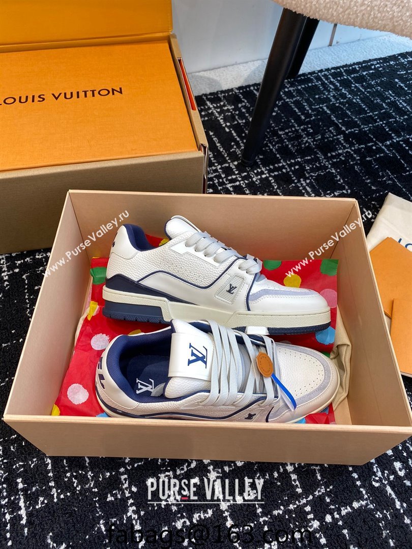 Louis Vuitton LV Trainer Sneakers in Calf Leather White/Blue 2023 LV11063 (SS-231106078)