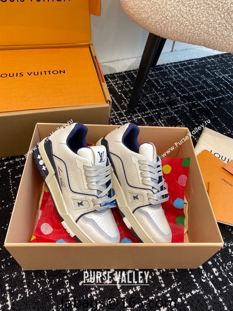 Louis Vuitton LV Trainer Sneakers in Calf Leather White/Blue 2023 LV11063 (SS-231106078)