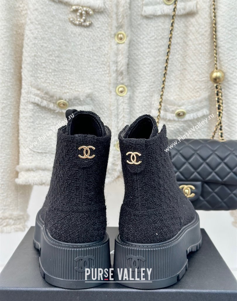 Chanel Tweed Platform Ankle Boots 5cm Black 2023 CH08102 (MD-231106050)