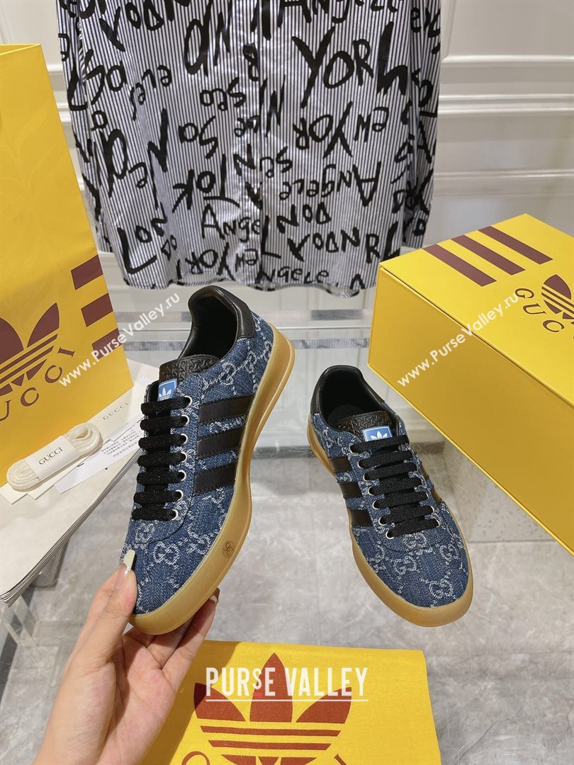 adidas x Gucci Gazelle GG Canvas Low-top Sneakers in Blue GG Denim 2023 1106 (MD-231106123)