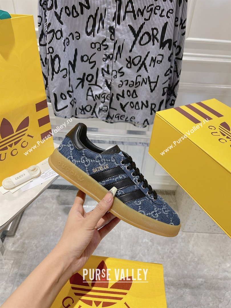 adidas x Gucci Gazelle GG Canvas Low-top Sneakers in Blue GG Denim 2023 1106 (MD-231106123)