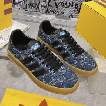 adidas x Gucci Gazelle GG Canvas Low-top Sneakers in Blue GG Denim 2023 1106 (MD-231106123)