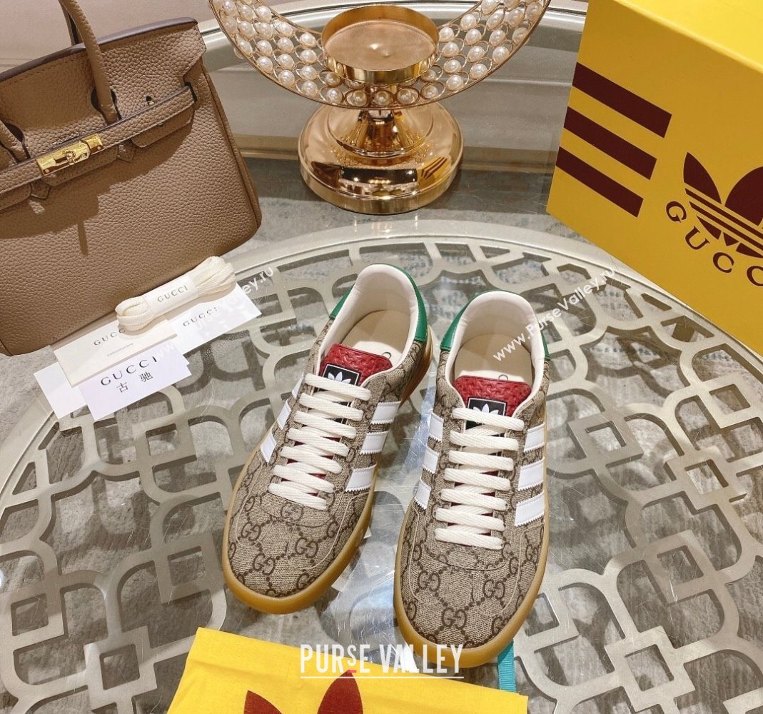 adidas x Gucci Gazelle GG Canvas Low-top Sneakers Beige GG Canvas 2023 1106 (MD-231106124)