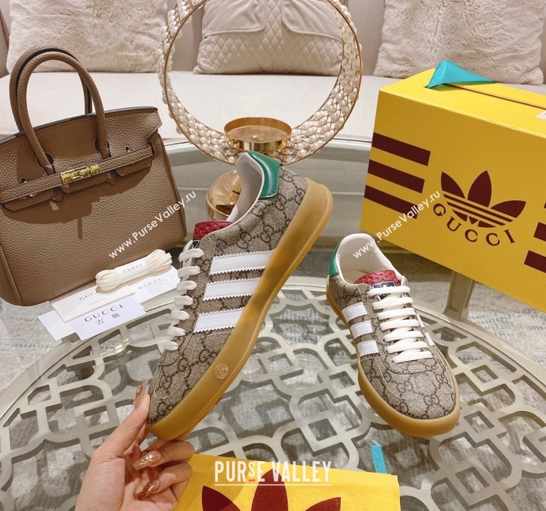 adidas x Gucci Gazelle GG Canvas Low-top Sneakers Beige GG Canvas 2023 1106 (MD-231106124)