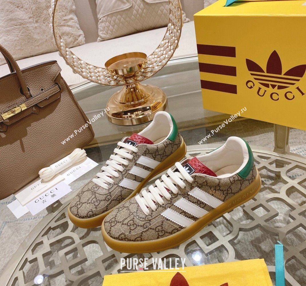 adidas x Gucci Gazelle GG Canvas Low-top Sneakers Beige GG Canvas 2023 1106 (MD-231106124)