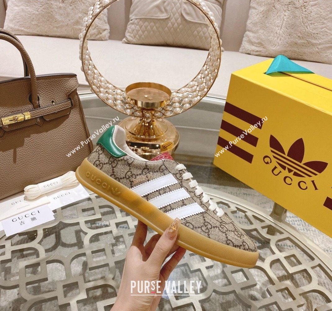 adidas x Gucci Gazelle GG Canvas Low-top Sneakers Beige GG Canvas 2023 1106 (MD-231106124)