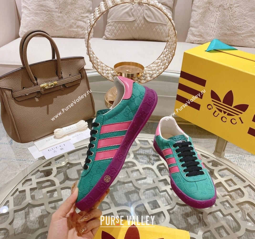 adidas x Gucci Gazelle GG Canvas Low-top Sneakers Green/Purple 2023 1106 (MD-231106125)