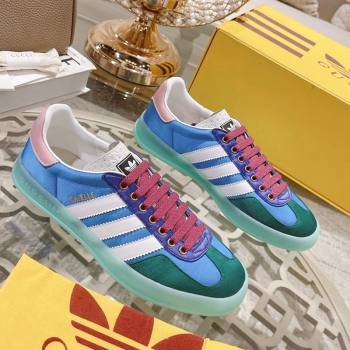 adidas x Gucci Gazelle GG Canvas Low-top Sneakers in Satin Blue/Green 2023 1106 (MD-231106126)