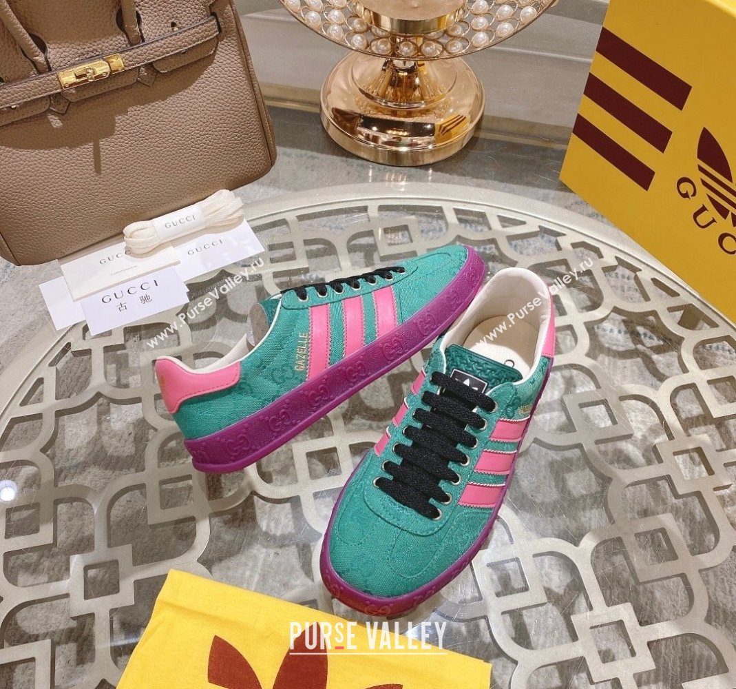 adidas x Gucci Gazelle GG Canvas Low-top Sneakers Green/Purple 2023 1106 (MD-231106125)