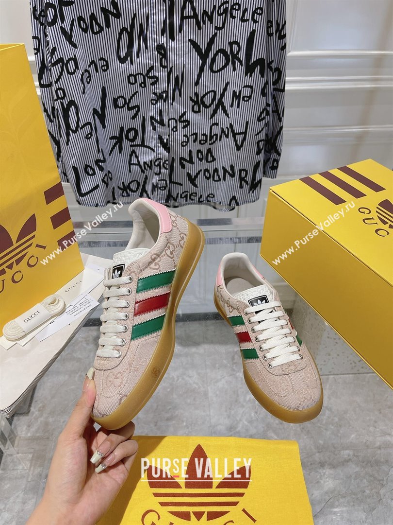 adidas x Gucci Gazelle GG Canvas Low-top Sneakers in GG Canvas Light Pink 2023 1106 (MD-231106117)