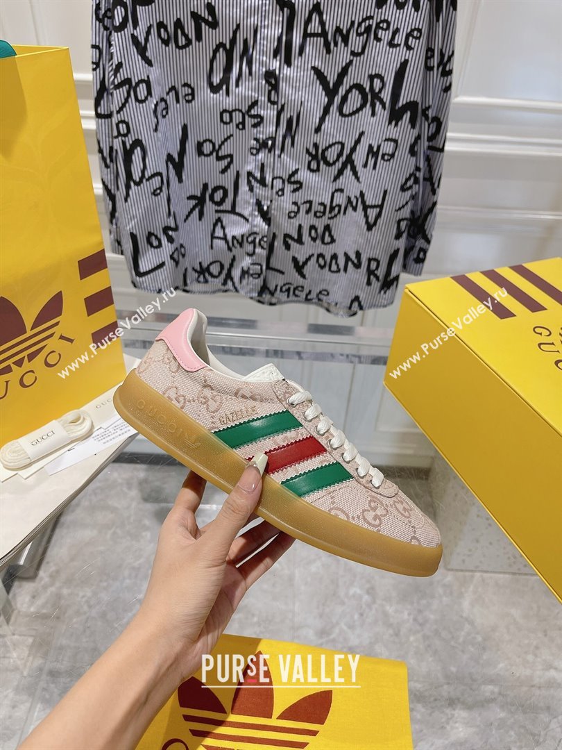 adidas x Gucci Gazelle GG Canvas Low-top Sneakers in GG Canvas Light Pink 2023 1106 (MD-231106117)