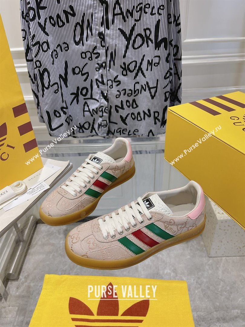 adidas x Gucci Gazelle GG Canvas Low-top Sneakers in GG Canvas Light Pink 2023 1106 (MD-231106117)