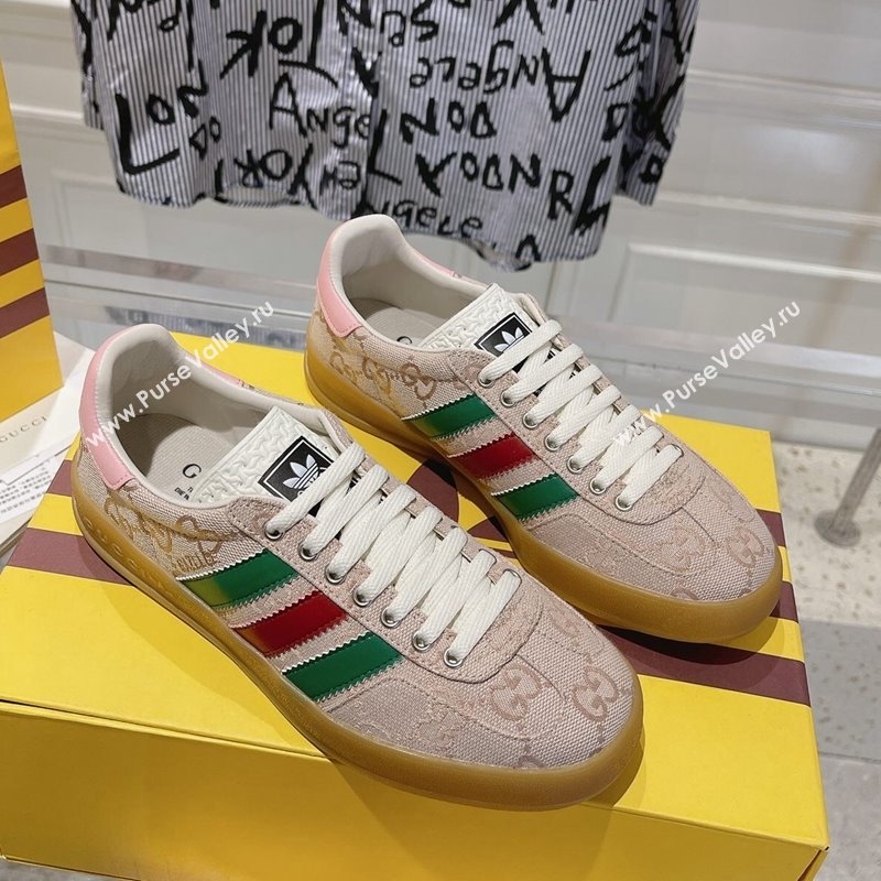 adidas x Gucci Gazelle GG Canvas Low-top Sneakers in GG Canvas Light Pink 2023 1106 (MD-231106117)