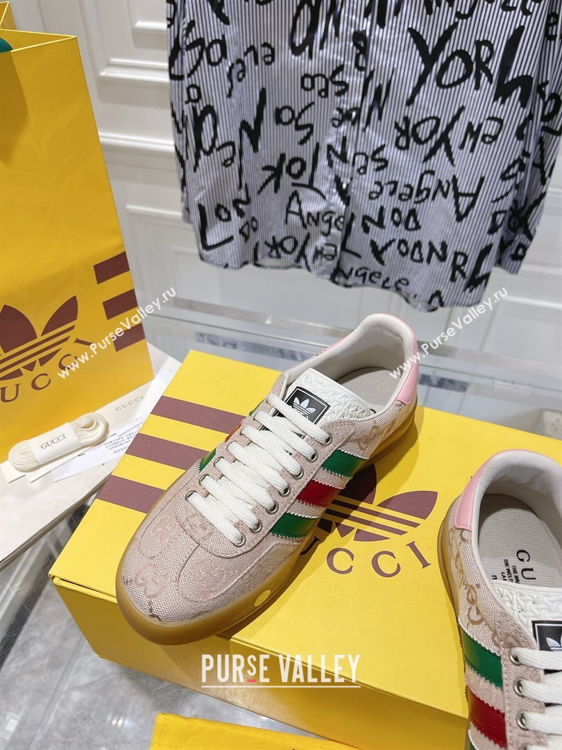 adidas x Gucci Gazelle GG Canvas Low-top Sneakers in GG Canvas Light Pink 2023 1106 (MD-231106117)