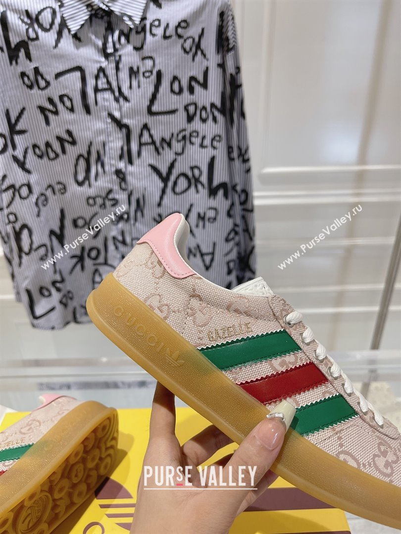 adidas x Gucci Gazelle GG Canvas Low-top Sneakers in GG Canvas Light Pink 2023 1106 (MD-231106117)