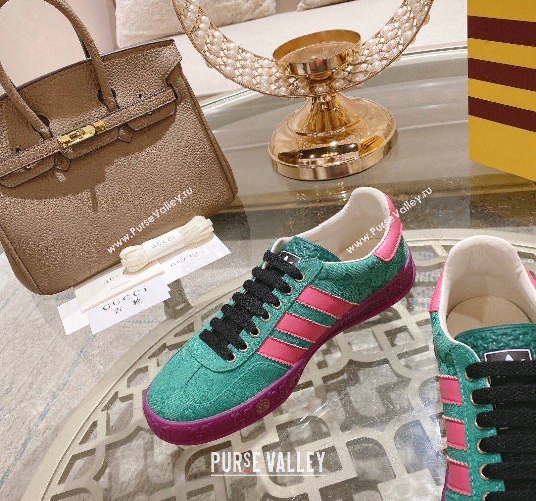 adidas x Gucci Gazelle GG Canvas Low-top Sneakers Green/Purple 2023 1106 (MD-231106125)