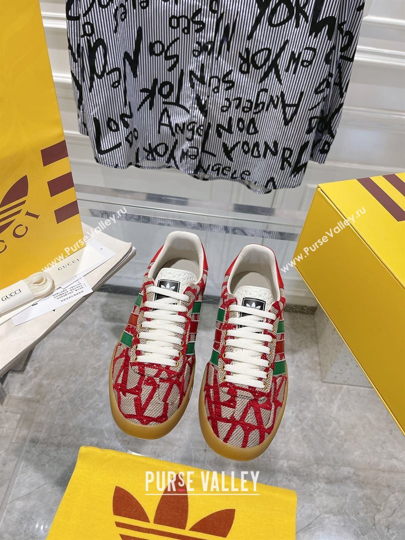 adidas x Gucci Gazelle GG Canvas Low-top Sneakers i Monogram Canvas Beige/Red 2023 1106 (MD-231106121)