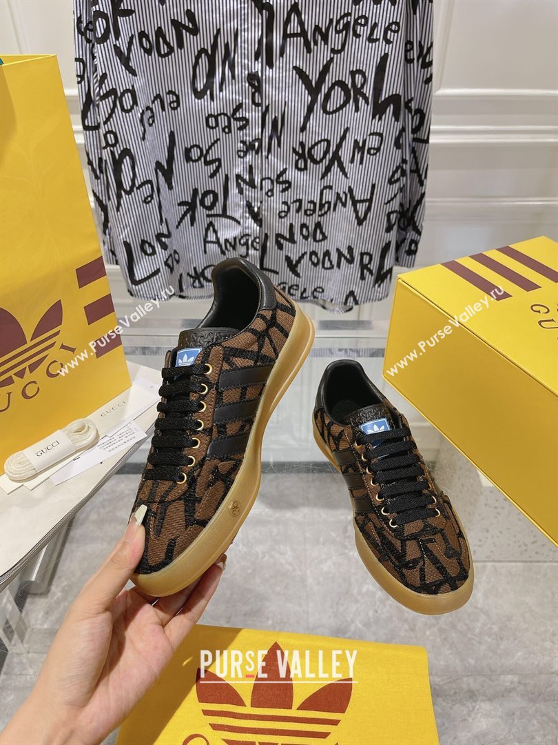 adidas x Gucci Gazelle GG Canvas Low-top Sneakers in Monogram Canvas Brown/Black 2023 1106 (MD-231106122)