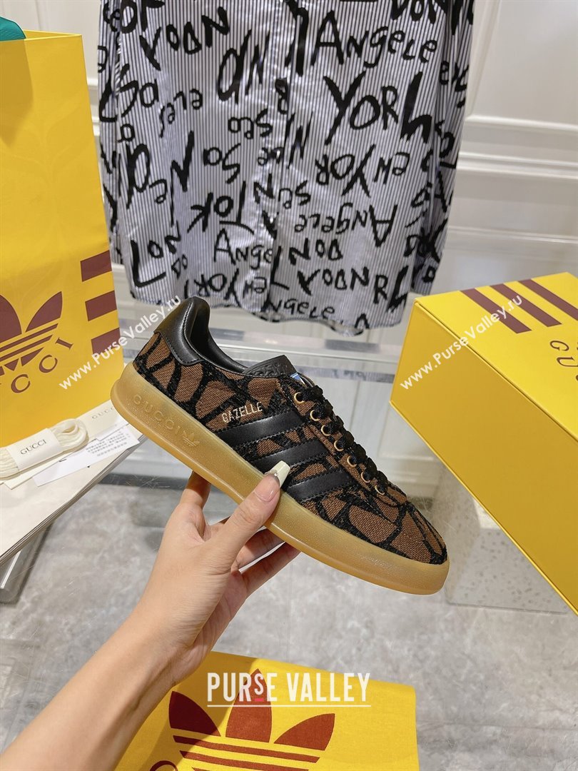 adidas x Gucci Gazelle GG Canvas Low-top Sneakers in Monogram Canvas Brown/Black 2023 1106 (MD-231106122)