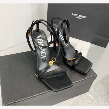 Versace Crystal Medusa 95 High Heel Sandals 10.5cm in Silk Black 2023 (KER-231107017)