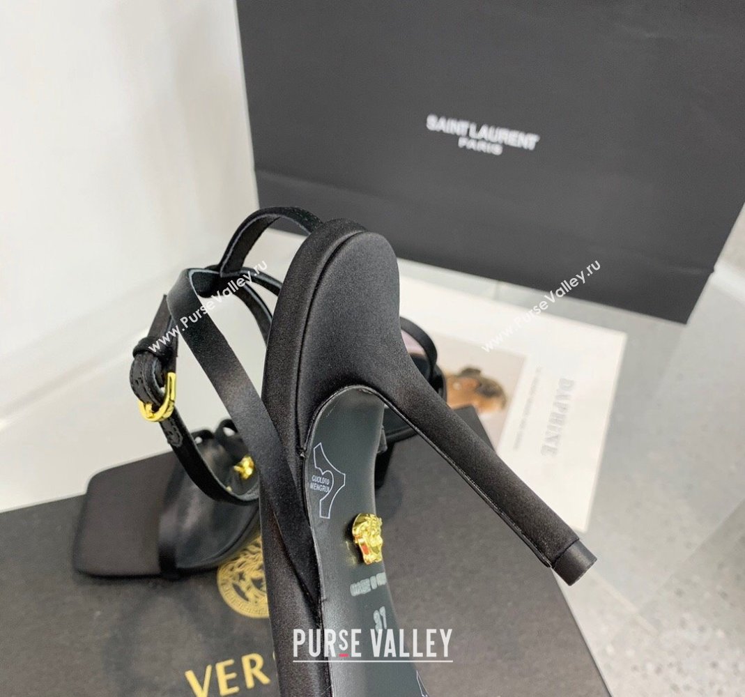 Versace Crystal Medusa 95 High Heel Sandals 10.5cm in Silk Black 2023 (KER-231107017)